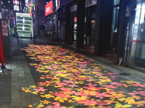 천안 원도심 천안역 지하도상가 입구 고보조명 꽃길